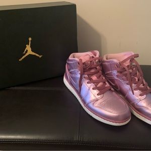 Metallic Pink Jordans Y7 Womens 8.5